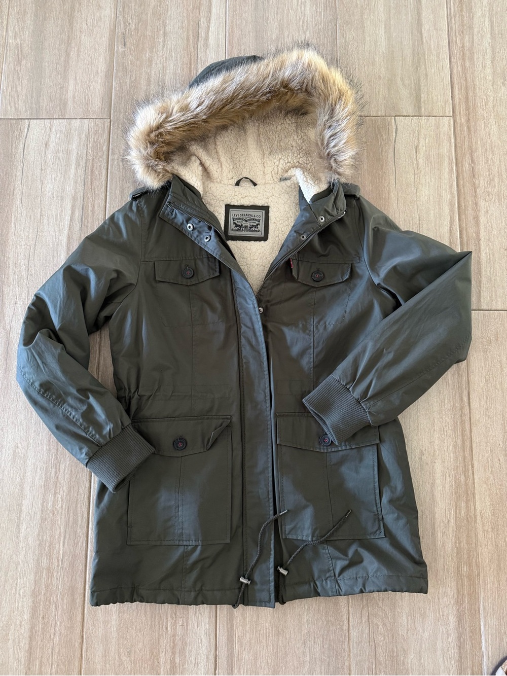 Levis Hooded Utility Parka with Sherpa Lining